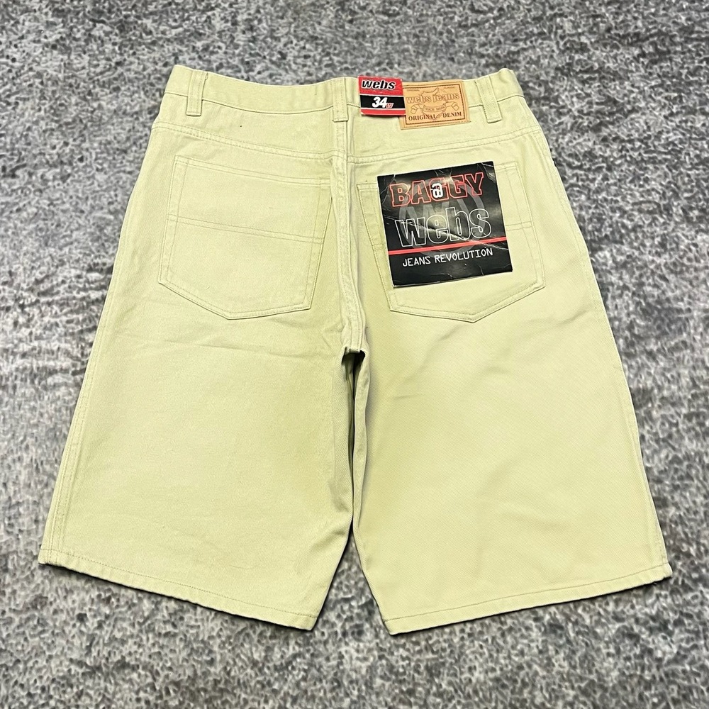 NWT Vintage Webs Jorts Sz 31 Cream Baggy Skater Streetwear 90s Y2K Denim Shorts